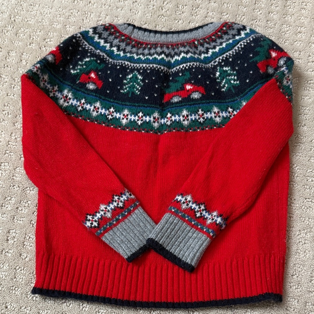 Mini Boden Red and Navy Festive Sweater - Picture 3 of 3